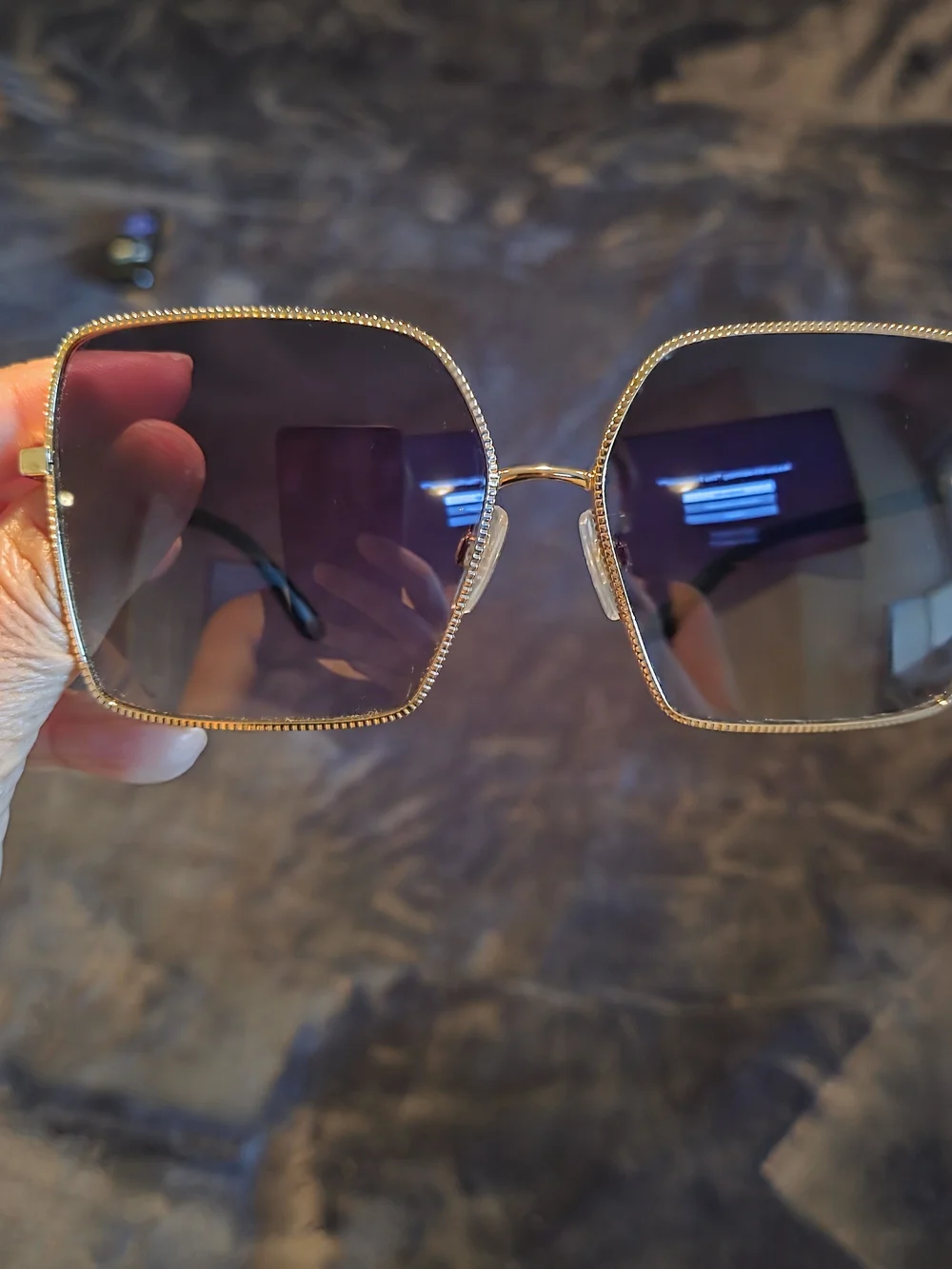 Dolce & Gabbana Gold Frame Sunglasses with Dark Gray Lenses